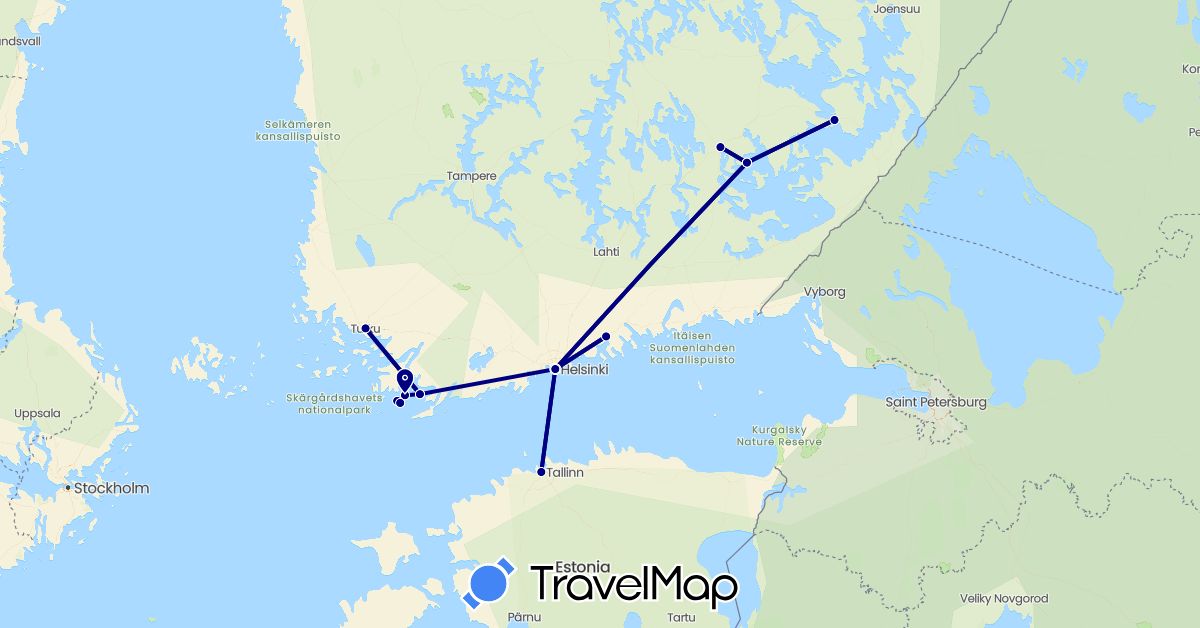 TravelMap itinerary: driving in Estonia, Finland (Europe)
